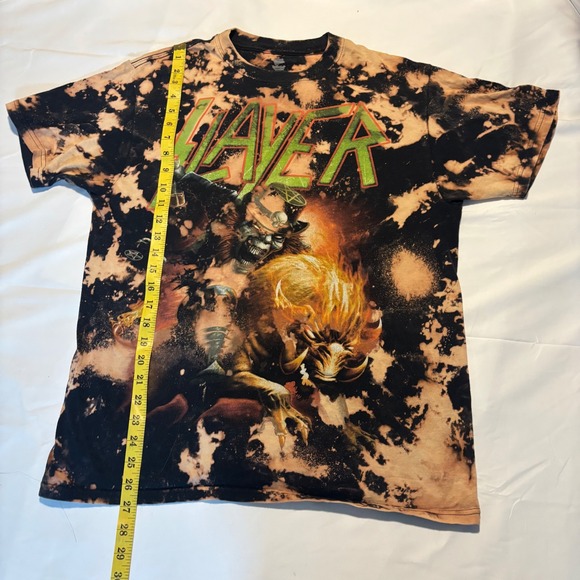 Slayer Bleached Tie Dye Graphic T Shirt Heavy Metal Band Tee - Picture 4 of 11